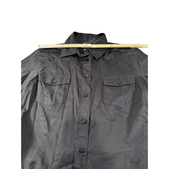 Black Long-Sleeve Button-Down Shirt Size L By Moda International - Picture 5 of 8